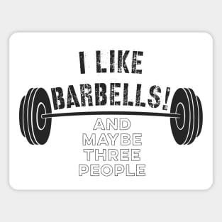 Distressed Funny Fitness Quote I Like Barbells!  And Maybe Three People Magnet